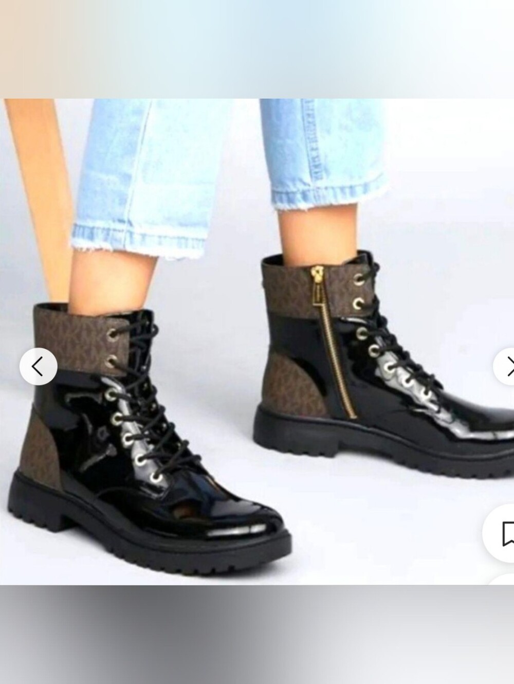 Michael Kors Alistair Bootie Combat Boots Black And Brown Size 9 New In Box